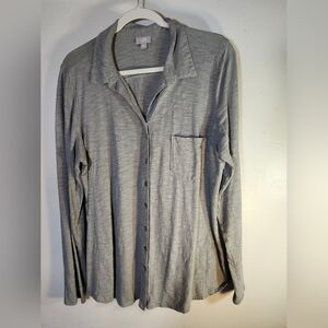 J Jill‎ Gray Button Button Down Long Sleeve Shirt With Pocket Sz XL